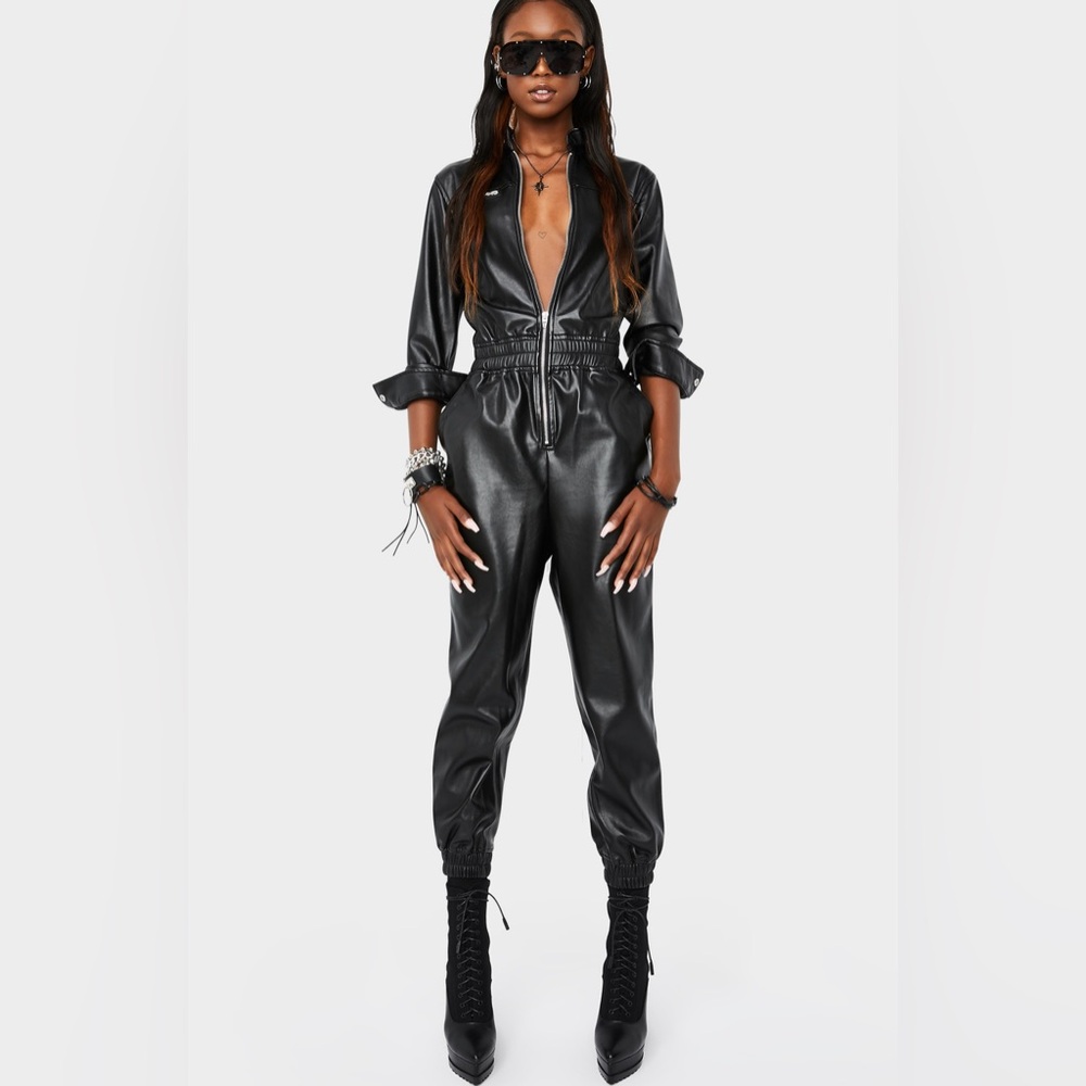 Blanc NYC No Guidance Faux Leather Jumpsuit